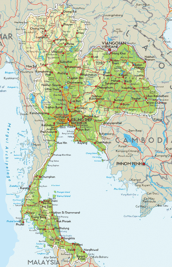Road Map of Thailand